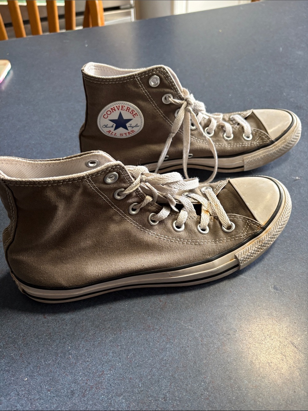 Converse High Top Sneakers - Taupe Canvas with White Trim